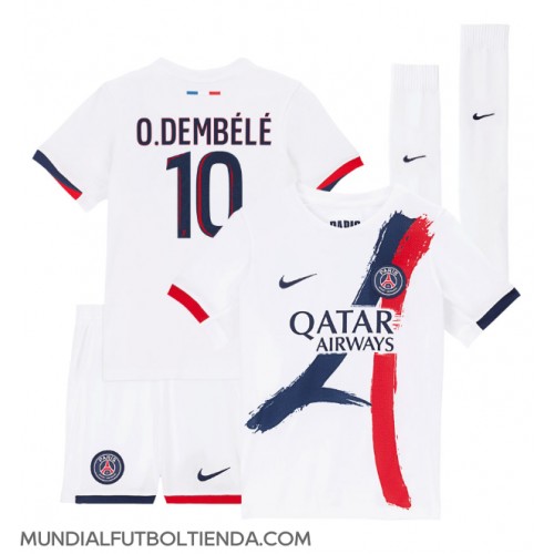 Camiseta Paris Saint-Germain Ousmane Dembele #10 Segunda Equipación Replica 2024-25 para niños mangas cortas (+ Pantalones cortos)